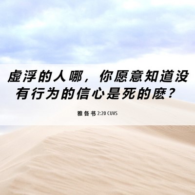 Picture 06 - 雅 各 书 2:20 CUVS - 虚 浮 的 人 哪 ， 你 愿 意 知 道 没 - Bible Verse Picture