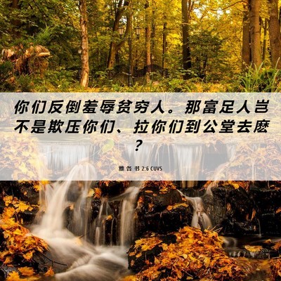 Picture 06 - 雅 各 书 2:6 CUVS - 你 们 反 倒 羞 辱 贫 穷 人 。 那 富 - Bible Verse Picture