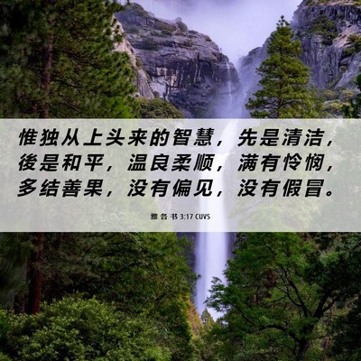 Picture 06 - 雅 各 书 3:17 CUVS - 惟 独 从 上 头 来 的 智 慧 ， 先 是 - Bible Verse Picture