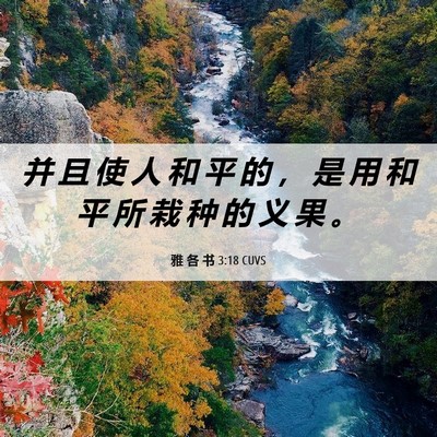 Picture 06 - 雅 各 书 3:18 CUVS - 并 且 使 人 和 平 的 ， 是 用 和 平 - Bible Verse Picture