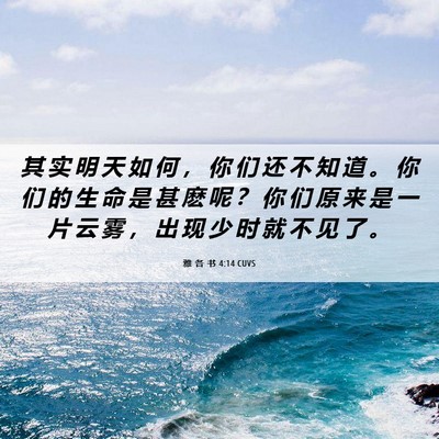 Picture 06 - 雅 各 书 4:14 CUVS - 其 实 明 天 如 何 ， 你 们 还 不 知 - Bible Verse Picture
