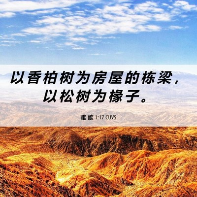 Picture 06 - 雅 歌 1:17 CUVS - 以 香 柏 树 为 房 屋 的 栋 梁 ， 以 - Bible Verse Picture