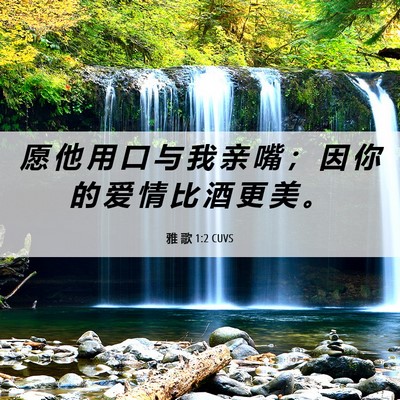 Picture 06 - 雅 歌 1:2 CUVS - 愿 他 用 口 与 我 亲 嘴 ； 因 你 的 - Bible Verse Picture