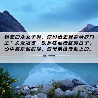 Picture 06 - 雅 歌 3:11 CUVS - 锡 安 的 众 女 子 啊 ， 你 们 出 去 - Bible Verse Picture