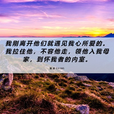 Picture 06 - 雅 歌 3:4 CUVS - 我 刚 离 开 他 们 就 遇 见 我 心 所 - Bible Verse Picture