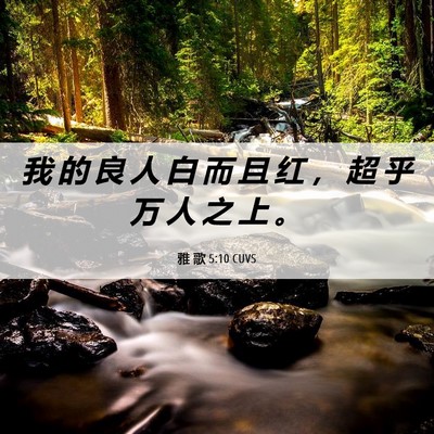 Picture 06 - 雅 歌 5:10 CUVS - 我 的 良 人 白 而 且 红 ， 超 乎 万 - Bible Verse Picture
