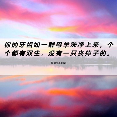Picture 06 - 雅 歌 6:6 CUVS - 你 的 牙 齿 如 一 群 母 羊 洗 净 上 - Bible Verse Picture