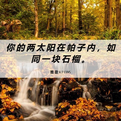 Picture 06 - 雅 歌 6:7 CUVS - 你 的 两 太 阳 在 帕 子 内 ， 如 同 - Bible Verse Picture