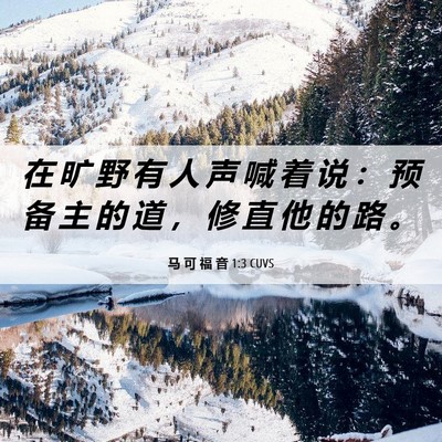 Picture 06 - 马 可 福 音 1:3 CUVS - 在 旷 野 有 人 声 喊 着 说 ： 预 备 - Bible Verse Picture