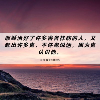 Picture 06 - 马 可 福 音 1:34 CUVS - 耶 稣 治 好 了 许 多 害 各 样 病 的 - Bible Verse Picture