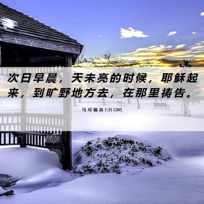 Picture 06 - 马 可 福 音 1:35 CUVS - 次 日 早 晨 ， 天 未 亮 的 时 候 ， - Bible Verse Picture