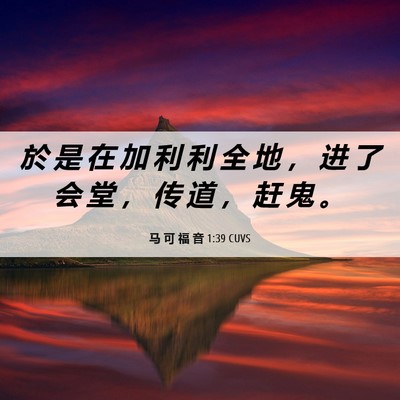 Picture 06 - 马 可 福 音 1:39 CUVS - 於 是 在 加 利 利 全 地 ， 进 了 会 - Bible Verse Picture