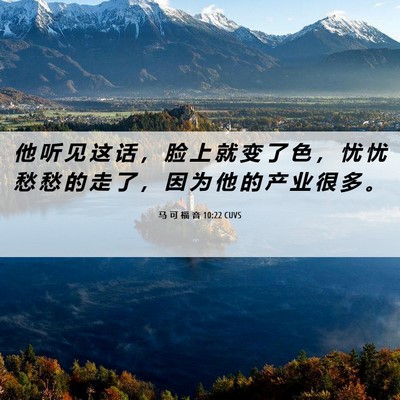 Picture 06 - 马 可 福 音 10:22 CUVS - 他 听 见 这 话 ， 脸 上 就 变 了 色 - Bible Verse Picture