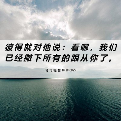 Picture 06 - 马 可 福 音 10:28 CUVS - 彼 得 就 对 他 说 ： 看 哪 ， 我 们 - Bible Verse Picture