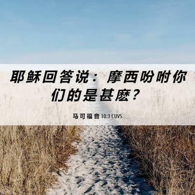 Picture 06 - 马 可 福 音 10:3 CUVS - 耶 稣 回 答 说 ： 摩 西 吩 咐 你 们 - Bible Verse Picture