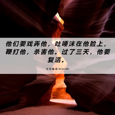 Picture 06 - 马 可 福 音 10:34 CUVS - 他 们 要 戏 弄 他 ， 吐 唾 沫 在 他 - Bible Verse Picture