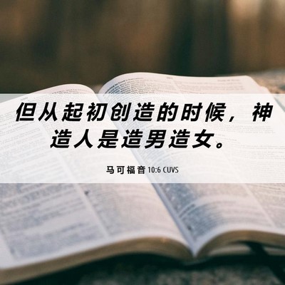 Picture 06 - 马 可 福 音 10:6 CUVS - 但 从 起 初 创 造 的 时 候 ， 神 造 - Bible Verse Picture