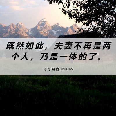 Picture 06 - 马 可 福 音 10:8 CUVS - 既 然 如 此 ， 夫 妻 不 再 是 两 个 - Bible Verse Picture