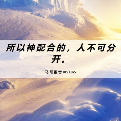 Picture 06 - 马 可 福 音 10:9 CUVS - 所 以 神 配 合 的 ， 人 不 可 分 开 - Bible Verse Picture
