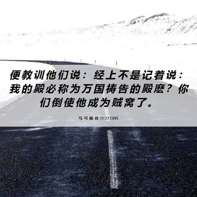 Picture 06 - 马 可 福 音 11:17 CUVS - 便 教 训 他 们 说 ： 经 上 不 是 记 - Bible Verse Picture