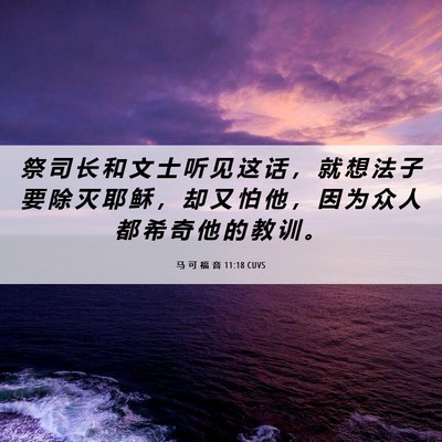 Picture 06 - 马 可 福 音 11:18 CUVS - 祭 司 长 和 文 士 听 见 这 话 ， 就 - Bible Verse Picture