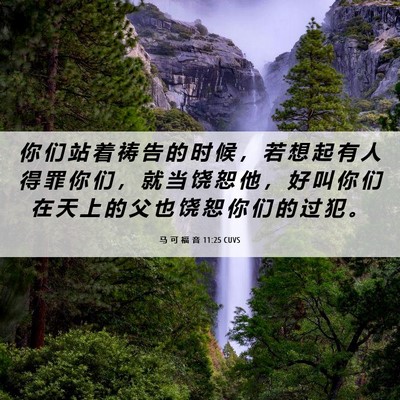 Picture 06 - 马 可 福 音 11:25 CUVS - 你 们 站 着 祷 告 的 时 候 ， 若 想 - Bible Verse Picture