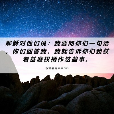 Picture 06 - 马 可 福 音 11:29 CUVS - 耶 稣 对 他 们 说 ： 我 要 问 你 们 - Bible Verse Picture