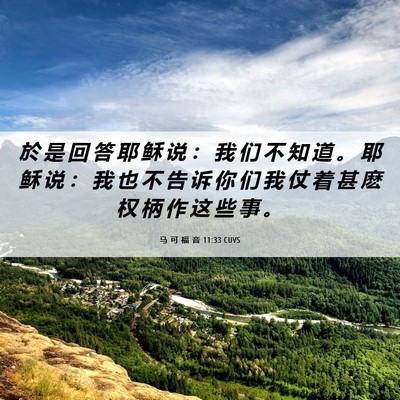 Picture 06 - 马 可 福 音 11:33 CUVS - 於 是 回 答 耶 稣 说 ： 我 们 不 知 - Bible Verse Picture