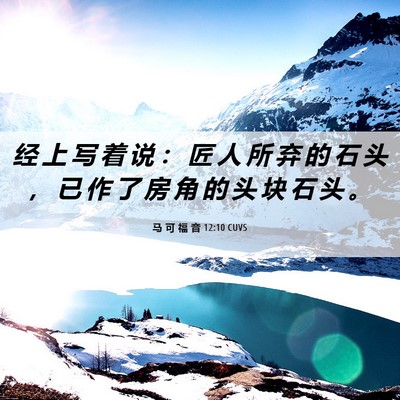 Picture 06 - 马 可 福 音 12:10 CUVS - 经 上 写 着 说 ： 匠 人 所 弃 的 石 - Bible Verse Picture