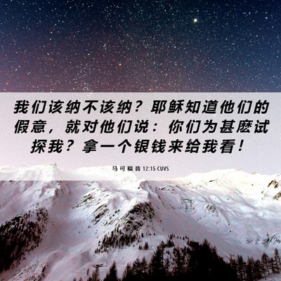 Picture 06 - 马 可 福 音 12:15 CUVS - 我 们 该 纳 不 该 纳 ？ 耶 稣 知 道 - Bible Verse Picture