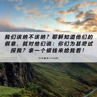 Picture 06 - 马 可 福 音 12:16 CUVS - 我 们 该 纳 不 该 纳 ？ 耶 稣 知 道 - Bible Verse Picture