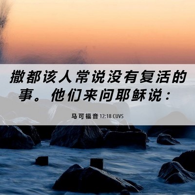 Picture 06 - 马 可 福 音 12:18 CUVS - 撒 都 该 人 常 说 没 有 复 活 的 事 - Bible Verse Picture