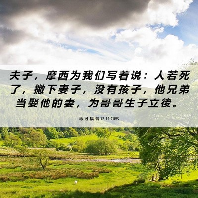 Picture 06 - 马 可 福 音 12:19 CUVS - 夫 子 ， 摩 西 为 我 们 写 着 说 ： - Bible Verse Picture
