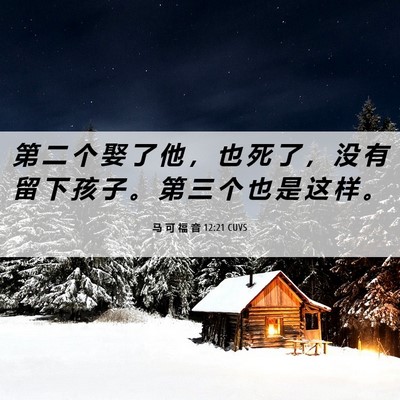 Picture 06 - 马 可 福 音 12:21 CUVS - 第 二 个 娶 了 他 ， 也 死 了 ， 没 - Bible Verse Picture