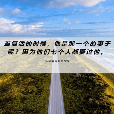 Picture 06 - 马 可 福 音 12:23 CUVS - 当 复 活 的 时 候 ， 他 是 那 一 个 - Bible Verse Picture