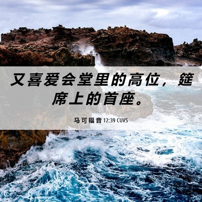 Picture 06 - 马 可 福 音 12:39 CUVS - 又 喜 爱 会 堂 里 的 高 位 ， 筵 席 - Bible Verse Picture
