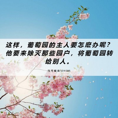 Picture 06 - 马 可 福 音 12:9 CUVS - 这 样 ， 葡 萄 园 的 主 人 要 怎 麽 - Bible Verse Picture