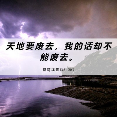 Picture 06 - 马 可 福 音 13:31 CUVS - 天 地 要 废 去 ， 我 的 话 却 不 能 - Bible Verse Picture