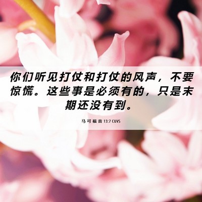Picture 06 - 马 可 福 音 13:7 CUVS - 你 们 听 见 打 仗 和 打 仗 的 风 声 - Bible Verse Picture