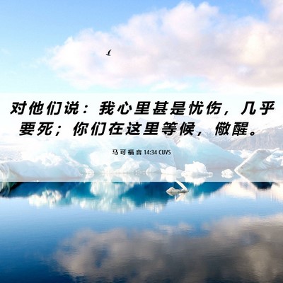 Picture 06 - 马 可 福 音 14:34 CUVS - 对 他 们 说 ： 我 心 里 甚 是 忧 伤 - Bible Verse Picture
