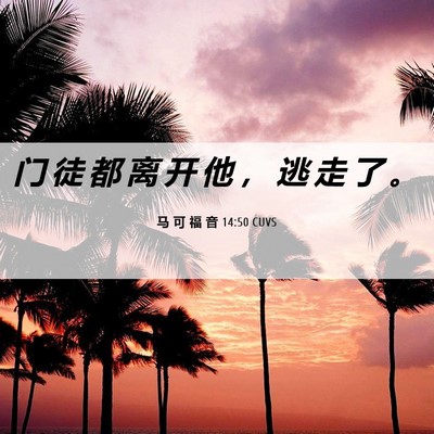 Picture 06 - 马 可 福 音 14:50 CUVS - 门 徒 都 离 开 他 ， 逃 走 了 - Bible Verse Picture