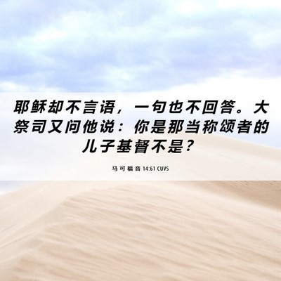 Picture 06 - 马 可 福 音 14:61 CUVS - 耶 稣 却 不 言 语 ， 一 句 也 不 回 - Bible Verse Picture