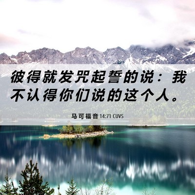 Picture 06 - 马 可 福 音 14:71 CUVS - 彼 得 就 发 咒 起 誓 的 说 ： 我 不 - Bible Verse Picture