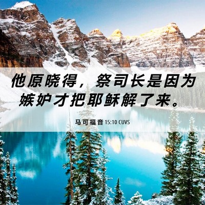 Picture 06 - 马 可 福 音 15:10 CUVS - 他 原 晓 得 ， 祭 司 长 是 因 为 嫉 - Bible Verse Picture