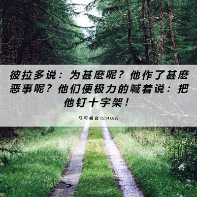 Picture 06 - 马 可 福 音 15:14 CUVS - 彼 拉 多 说 ： 为 甚 麽 呢 ？ 他 作 - Bible Verse Picture