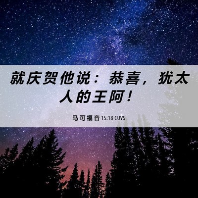 Picture 06 - 马 可 福 音 15:18 CUVS - 就 庆 贺 他 说 ： 恭 喜 ， 犹 太 人 - Bible Verse Picture
