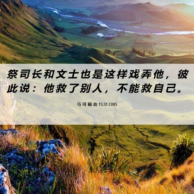 Picture 06 - 马 可 福 音 15:31 CUVS - 祭 司 长 和 文 士 也 是 这 样 戏 弄 - Bible Verse Picture
