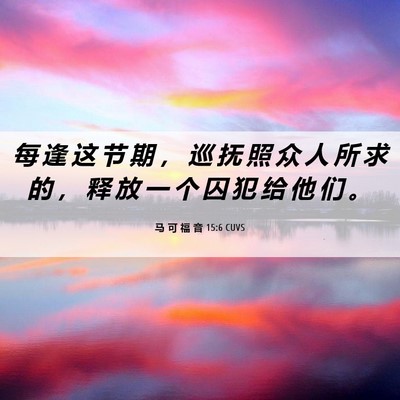 Picture 06 - 马 可 福 音 15:6 CUVS - 每 逢 这 节 期 ， 巡 抚 照 众 人 所 - Bible Verse Picture