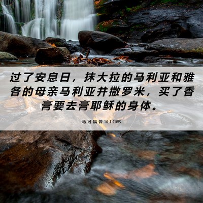Picture 06 - 马 可 福 音 16:1 CUVS - 过 了 安 息 日 ， 抹 大 拉 的 马 利 - Bible Verse Picture
