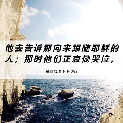 Picture 06 - 马 可 福 音 16:10 CUVS - 他 去 告 诉 那 向 来 跟 随 耶 稣 的 - Bible Verse Picture